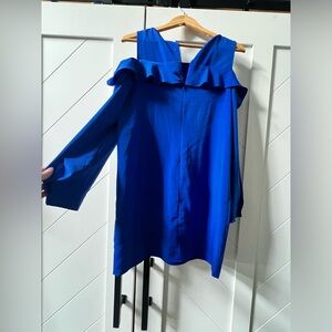 Express Long Sleeve Dress with Cutout shoulder - Blue - Size 8/Medium